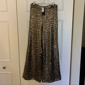 NWT Banana Republic wide-leg gold sequined pants in size Small